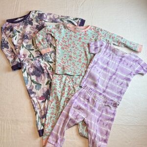 Burt's Bees Kids Pajama Set Bundle Floral Tie-Dye Size 2